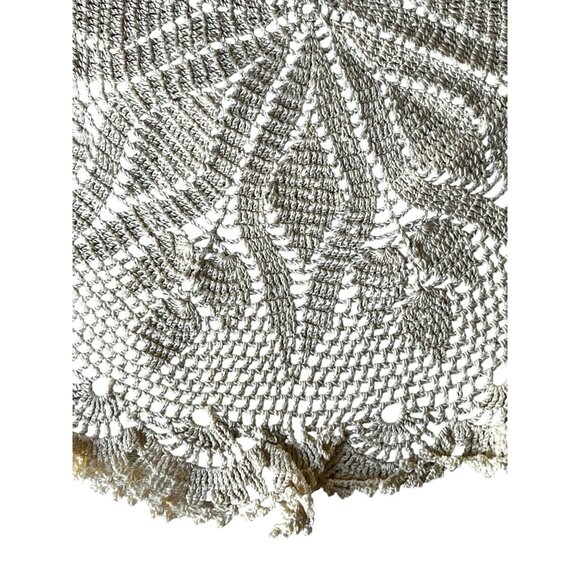 Pair Of Handcrafted Cotton Lace Doilies 12" Diameter Cream Wedding Granny Core - Picture 7 of 10